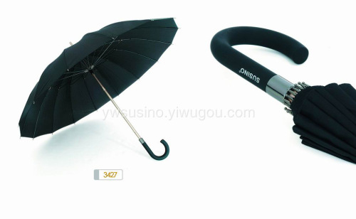 advertising umbrella business umbrella gift umbrella 65cm * 16k full fiber bone pg cloth rubber curved handle printed logo touch cloth