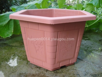3,016 plum, Orchid, bamboo and chrysanthemum-like plastic flower pot hexagonal carved pottery China wind
