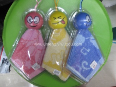 Smiley face towel hung cute smiling face hanging cupule absorbent hand towel