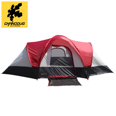 Xianuoduoji double outdoor camping tent 8 person multiplayer storm wind-proof glass rod 8950