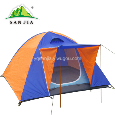 Certified SANJIA outdoor camping products 3-4person double layer  tent aluminum poles tent