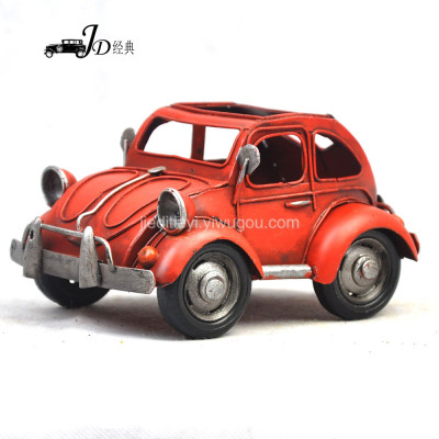 Handmade old vintage Tin cars, mini beetle cards box 2548