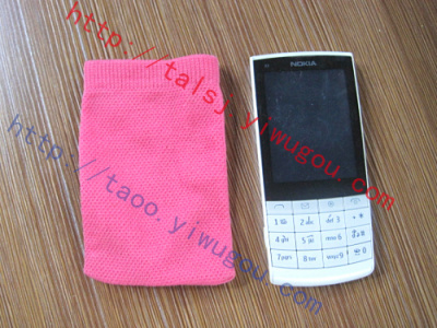 Monochrome Jacquard knit cell phone package with pink digital products protect simple style plain fashionable mobile phone bag pink Jacquard phone sets