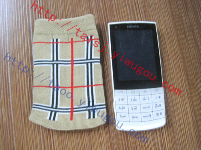 Classic Plaid color stripe cotton knitted cellphone pocket protector personality pattern Jacquard fashion digital products cell phone packages tailor-made souvenirs, cellphone Pocket