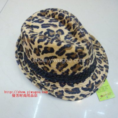 Leopard print Hat,Show hats,Gentlemen's hats,Going out Hat