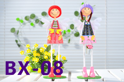 Wooden Dolls doll couple small ornaments decorations of flowers yarn hanging foot device WW005