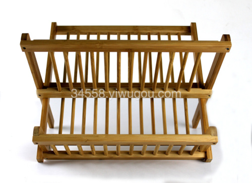 Bamboo Dish Rack Foldable Space Saving