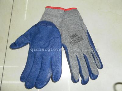 Working gloves, 10 needles and gloves, grey yarn blue line wrinkle gloves