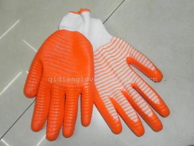 Working gloves, zebra pattern orange rubber gloves, gloves, white yarn products gloves