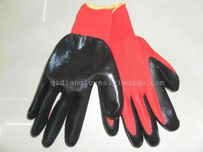 Working gloves, d-eye with red yarn yarn, glove, gloves, 10th, vinyl gloves