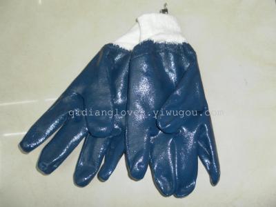 Gloves, dark blue cuff pvc dipped gloves, safety sleeve blue nitrile gloves.