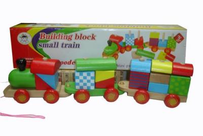 Children's wooden blocks puzzle toy safety environmental nontoxic materials tread blocks trailer pull toy