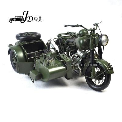 Retro iron art model military green tricycle motorcycle model simple household decoration crafts