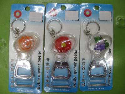 Latest technology corkscrew dig Crystal key chain bottle opener patented product of the fruit XQ-013