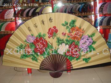 Factory direct high-grade bamboo yellow silk large silk hanging fan BU fan wall mount fan gift fan
