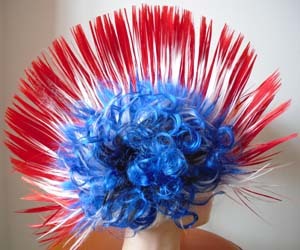 Mardi Gras Masquerade dress, colorful rooster hair