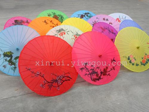 factory direct sales] sun umbrella dance umbrella decorative umbrella hand drawn flowers and birds silk umbrella