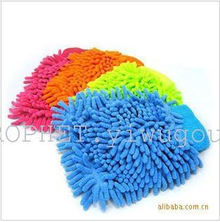 Small single washing tools microfiber chenille gloves plus package