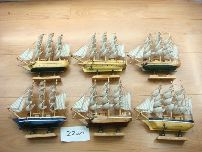 22cm Sailing Boat Petitbateau Sailboat, Ship Wooden Boat Decoration Mediterranean Decoration