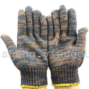 Wholesale wear anti-slip yellow black cotton yarn and silk gloves are on sale.