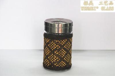 Sealed glass bottle salt pepper bottle Wenmei rattan glass seasoning bottle rotating seasoning cans