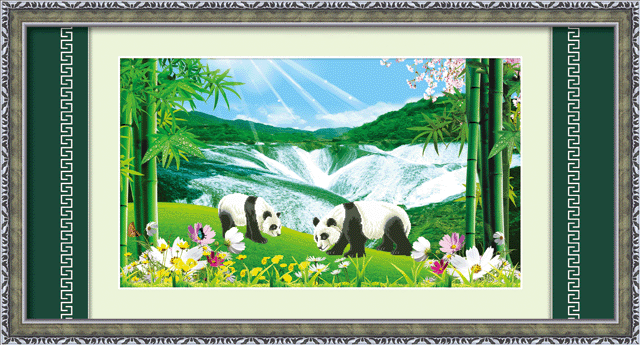 crafts embroidery wholesale handmade fabric new cross stitch green bamboo panda 5d0028