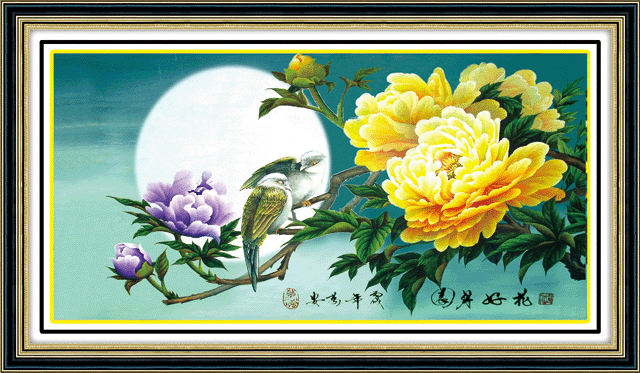 crafts wholesale new living room cross stitch material package diy flowers full moon magpie 5d0065