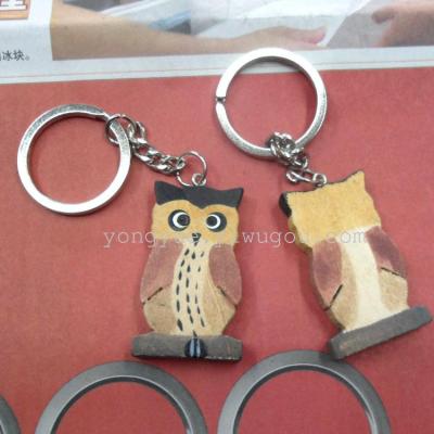 New Korean mobile phone pendant wooden owl mobile phone pendant key chain