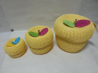 The new checking woven basket willow basket cosmetic storage box sewing box apple three - piece cover
