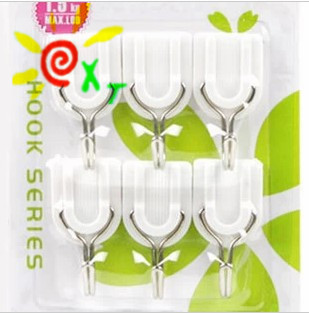 XT-1248 creative home white strong adhesive hooks 6-Pack hook robe hook