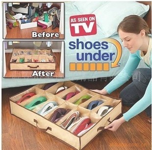 Factory Outlet selling 12 squares of dust under the bed shoe/high quality transparent shoe bag folding shoe box