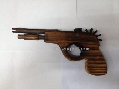 Wooden number 13 Wooden gun rubber band Wooden gun wood