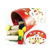Red barrel blocks round barrel wooden puzzle toy castle blocks for children