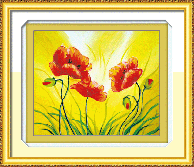 handmade embroidery cross stitch material package wholesale crafts printing bloom 5d0082