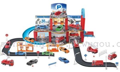 Anti true alloy car park rail car set toy