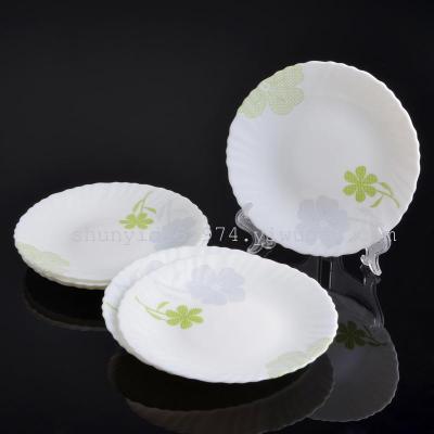 Opal Glass Dinner Treasure Chinbull Heat-Resistant Tempered Milk White Jade Glass Tableware Plate Dish Plate Dish