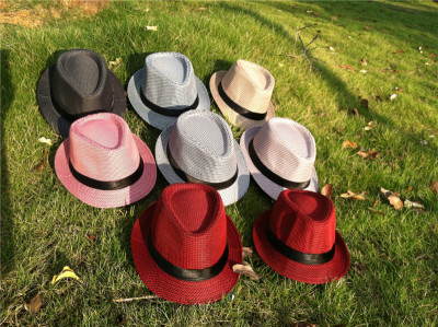 Korean Style Trendy Houndstooth Fedora Hat British Hat Men and Women Top Hat