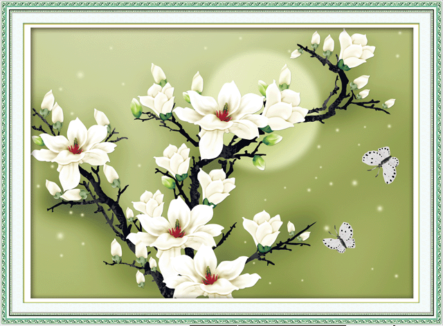 wholesale new crafts printing cross stitch handmade embroidery moonlight magnolia 5d0121