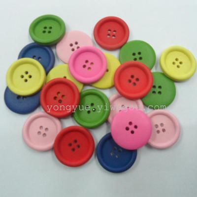 Supply 3.0cm color environmental protection wooden button DIY clothing accessories