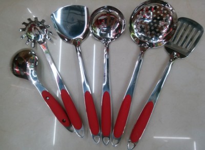 Red Head Silicone Handle Seven-Piece Kitchen Spoon Production Suit