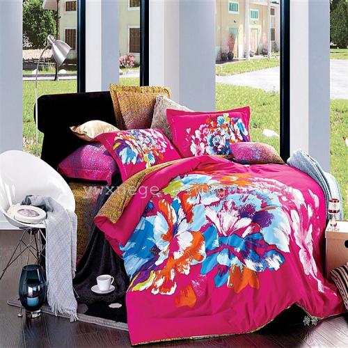 beautiful cotton 3d positioning reactive printing bedding four-piece cotton four-piece set 133*72 fabric