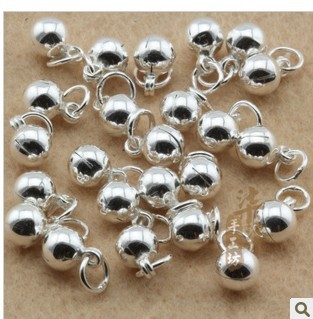S925 Sterling Silver Marcasite Accessories Wholesale DIY Silver Jewelry Simple Small Bell Crisp in-Ear Accessories Factory Direct Sales