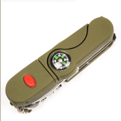 Outdoor travel camping multi-function army knife with LED light compass