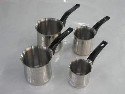 STAINLESS STEEL GS-4PCS COFFEE WARMER SET WITH BLACK HANDLE 