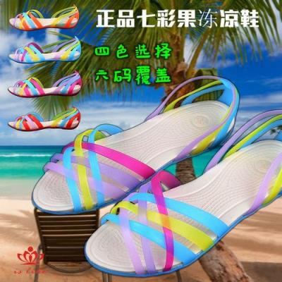 Spot holes colorful jelly shoes shoes flat women Sandals openwork mesh shoes