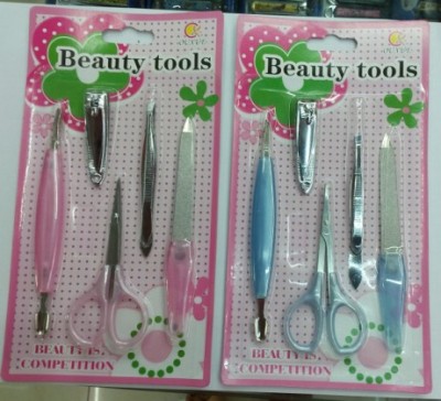 Euro snow brand card 5 pieces set 602 nail clippers plastic handle the nose \"eyebrow tongs clip at both ends