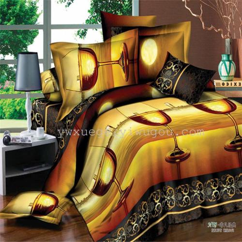 natural environmentally friendly reactive printing and dyeing 3d polyester cotton bedding popular 3d osaka flower four-piece set factory direct sales --- extraordinary classic