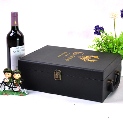 Fashion Red Wine Gift Box, Double Craft Liquor Leather Box, Factory Direct Supply, Large Quantity Free Custom Logo