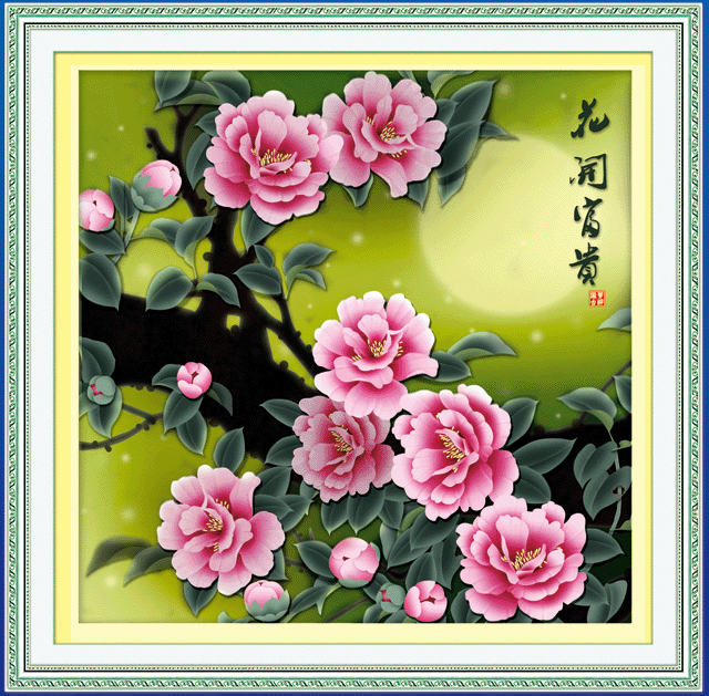 crafts material package printing cross stitch wholesale handmade embroidery flowers full moon two 5d0129