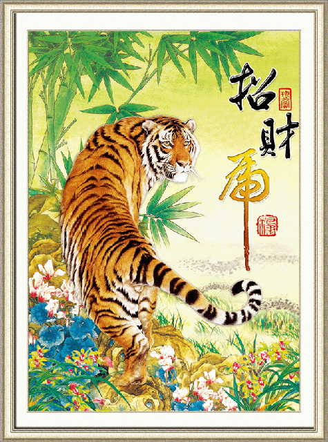 handmade embroidery diy material package cross stitch fabric new tiger climbing the mountain 5d0136